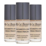 3 Base La Beaute Para Unhas Fracas+ 1 Brinde Kit Manicure