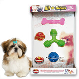 3 Brinquedo Pet Mordedor Resistente Interativo Cães Pequenos