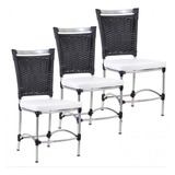 3 Cadeira Em Alumínio E Fibra Sintética Jk Cozinha Edícula Estrutura Da Cadeira Preto