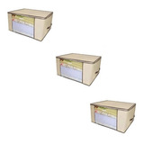 3 Caixas Organizadoras Roupa Coberta 60x45x30cm