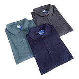 3 Camisas Até G13 Plus Size Masculinas Gola Botões Bolso