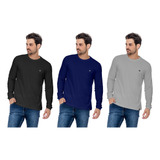 3 Camisas Manga Longa Masculina Slim