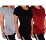 3 Camiseta Feminina Blusa Academia Exercício