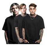 3 Camisetas Academia Oversized Preto Branco Off White Masc