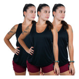 3 Camisetas Regata Feminina Dry Fit