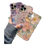 3 Capa De Telefone De Silicone Com Flor E Pintura A Óleo