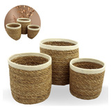 3 Cestos Organizador Rusticos Decoração Sala Quarto Boho