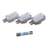 3 Chave Micro Switch Interruptora + Fusível 20a Microondas