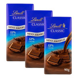 3 Chocolate Francês Meio Amargo 52% Cacau Lindt Classic 90g