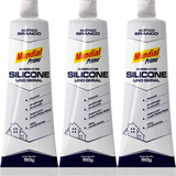 3 Cola Silicone Acético Selante Vedante Branco Uso Geral 50g