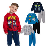 3 Conjunto Blusa Moletom Calça Infantil Masculino Inverno 