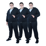 3 Conjunto Calça + Blusa Frio Moletom Ziper+ Capuz Plus Size