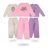 3 Conjuntos Pijama Fleece Soft Plush Infantil Juvenil Frio