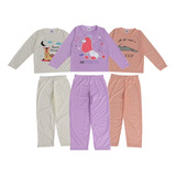 3 Conjuntos Pijamas Infantil Menino Menina Roupa De Dormir