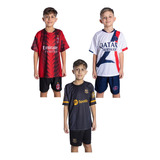 3 Kit Conjunto Infantil Futebol Internacional Bordados