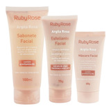 3 Kits Facial Argila Rosa Ruby Rose