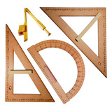 3 Kits Geométrico Professor Mdf Pinus Comp. Qd. Bco S/ Régua