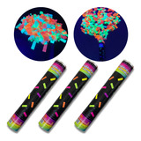3 Lança Confete Cores Neon - Popper Chuva Colorida Kit 