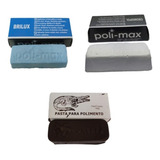 3 Massa Pedra Polimento Inox Aluminio Azul Branca Marrom Cr