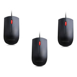 3 Mouse Lenovo Usb - 3 Unidades - De Mostruário Cor Preto