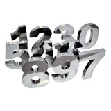3 Números Residencial 30cm Aço Inox Brilhante 3d