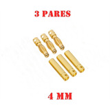 3 Par Conector Bullet Gold 4mm Para Motores Esc Bateria