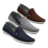 3 Pares Mocassim Masculino Sapatilha Azul