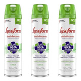 3 Pç Lysoform Desinfetante Bactericida Citrus Aerossol 360ml