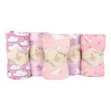 3 Pcs Kit Manta Mantinha Infantil Bebe Microfibra Ultrasoft 