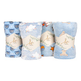 3 Pcs Kit Manta Mantinha Infantil Bebe Microfibra Ultrasoft 