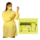 3 Pcts Avental/jaleco Tnt Manga Longa Amarelo Descarpack 