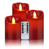 3 Peças De Velas Vermelhas Sem Chama, Velas Led Operadas Por