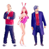 3 Peças Miniatura Diorama Homem Figuras