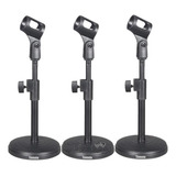 3 Pedestal Suporte Microfone De Mesa Studio Rádio Tripé Mtg