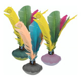 3 Peteca Penas De Pato Coloridas 27cm Qualidade Excelente