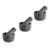  3 Pilão Almofariz De Pedra Sabão Resistente Gostosode Usar