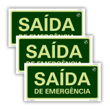 3 Placas Sinalização Fotoluminescente Saída De Emergência Se