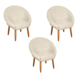 3 Poltronas Cadeiras Decor Veludo Matelassê