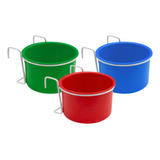 3 Pote Caneca Comedouro Alça Arame Calopsita Canário