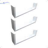 3 Prateleiras U Mdf Nicho Livros Branco C/ Suporte 60cm