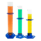 3 Proveta Graduada Vidro 10 25 50ml Base Plástica Graduação 