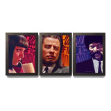 3 Quadros C.moldura Pulp Fiction Tempo De Violência Quentin