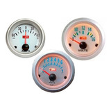 3 Relogios P Oleo Amperimetro Voltimetro 52mm Prata Auto Gau
