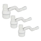3 Sifão Copo Ajustável Universal Tigre Branco Pia Cozinha