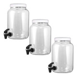 3 Suqueira Barrica Vidro Multiuso 3,2l Torneira Cromo Branco