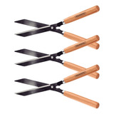 3 Tesourão Poda Cerca Viva Grama Arvore 48cm C/ Cabo Madeira