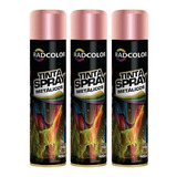 3 Tinta Sprai Rose Gold Radcolor Efeito Metalizado Ouro Rosa