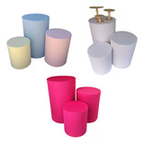3 Trios De Capas Mesas Cilindros Tecido Cores Lisas Promoçao