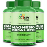 3 Unidades Do Magnésio Dimalato 100% Puro E Concentrado Com Fórmula Avançada Com Máxima Absorção - 180 Cápsulas