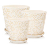 3 Vasos Cachepot Athenas Com Pratos Porcelana Brilho Pozzani